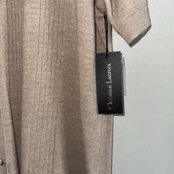 NWT Christian Lacroix Wool Knit Short Sleeve Button Up Brown Polo Shirt Men’s XL - Picture 8 of 8